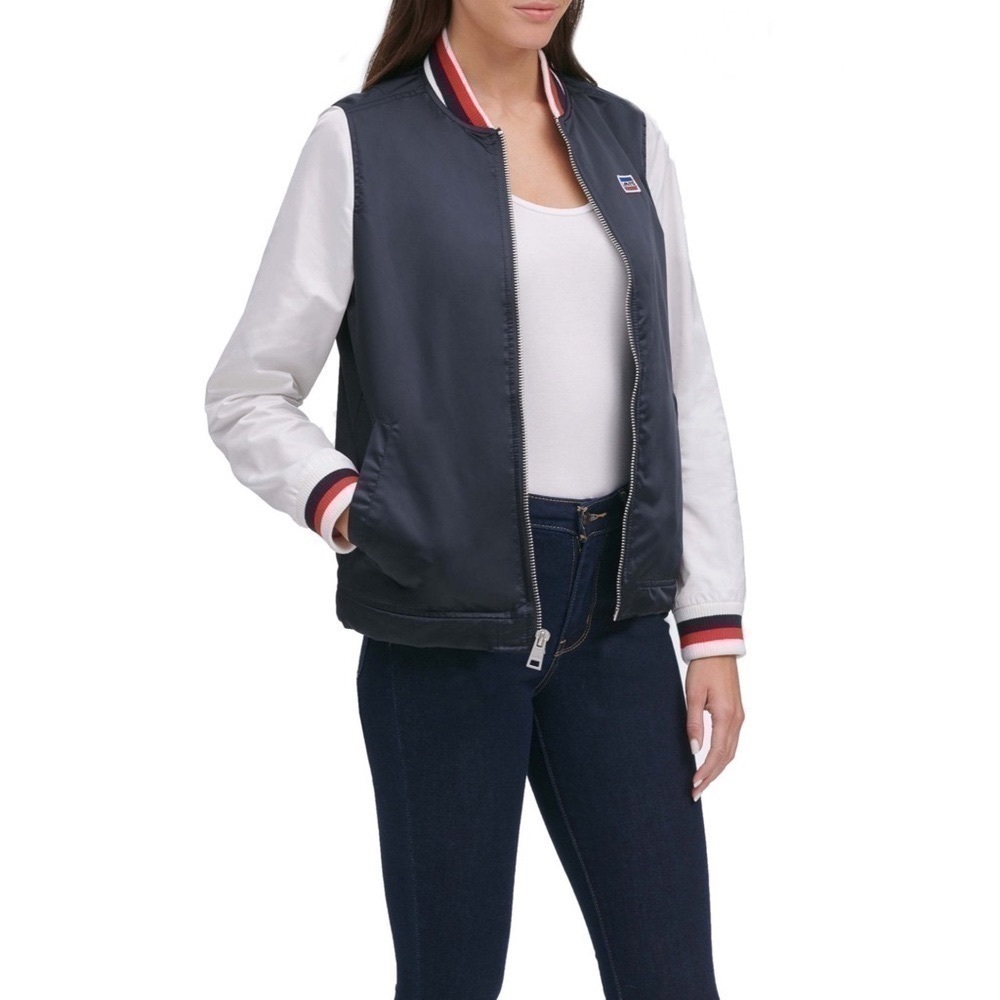 LEVI’S Colorblock Stripe Trim Bomber Jacket Large